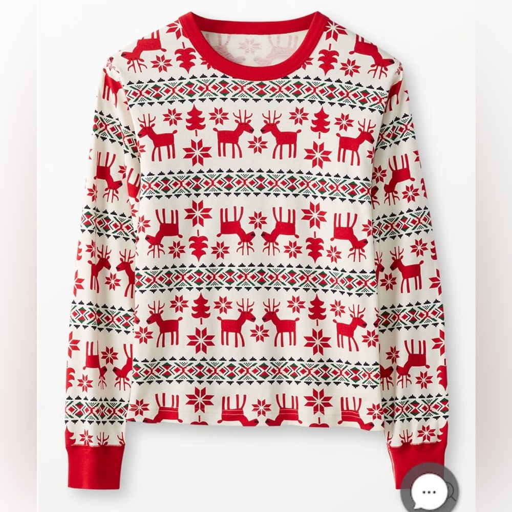 Hanna Andersson Dear Deer Holiday Long John Pajama Top Size L